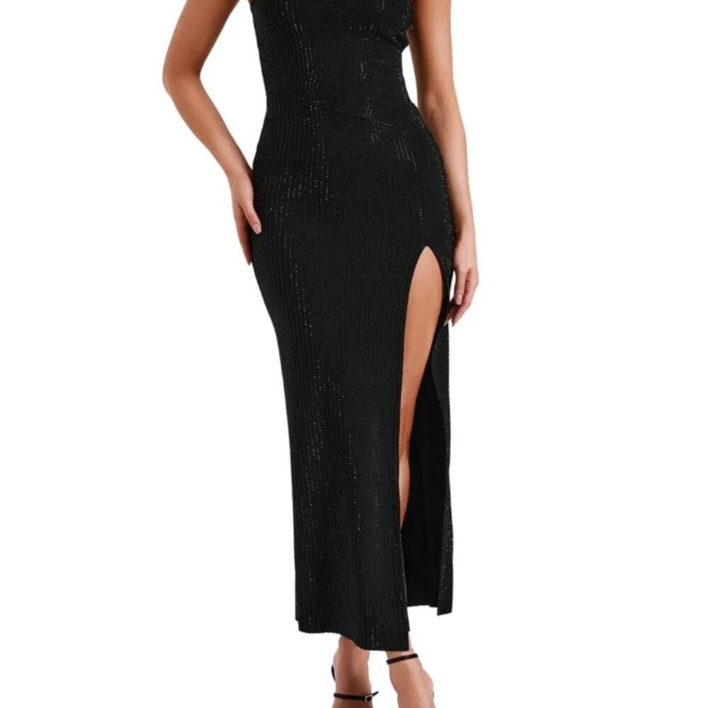 Meshki Jenny Strapless Diamante Midi Dress - Black